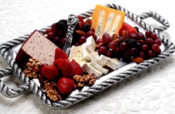 Platter of assorted cheeses and fruit