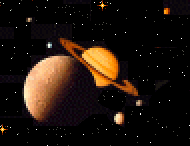 View of Saturn and her moons